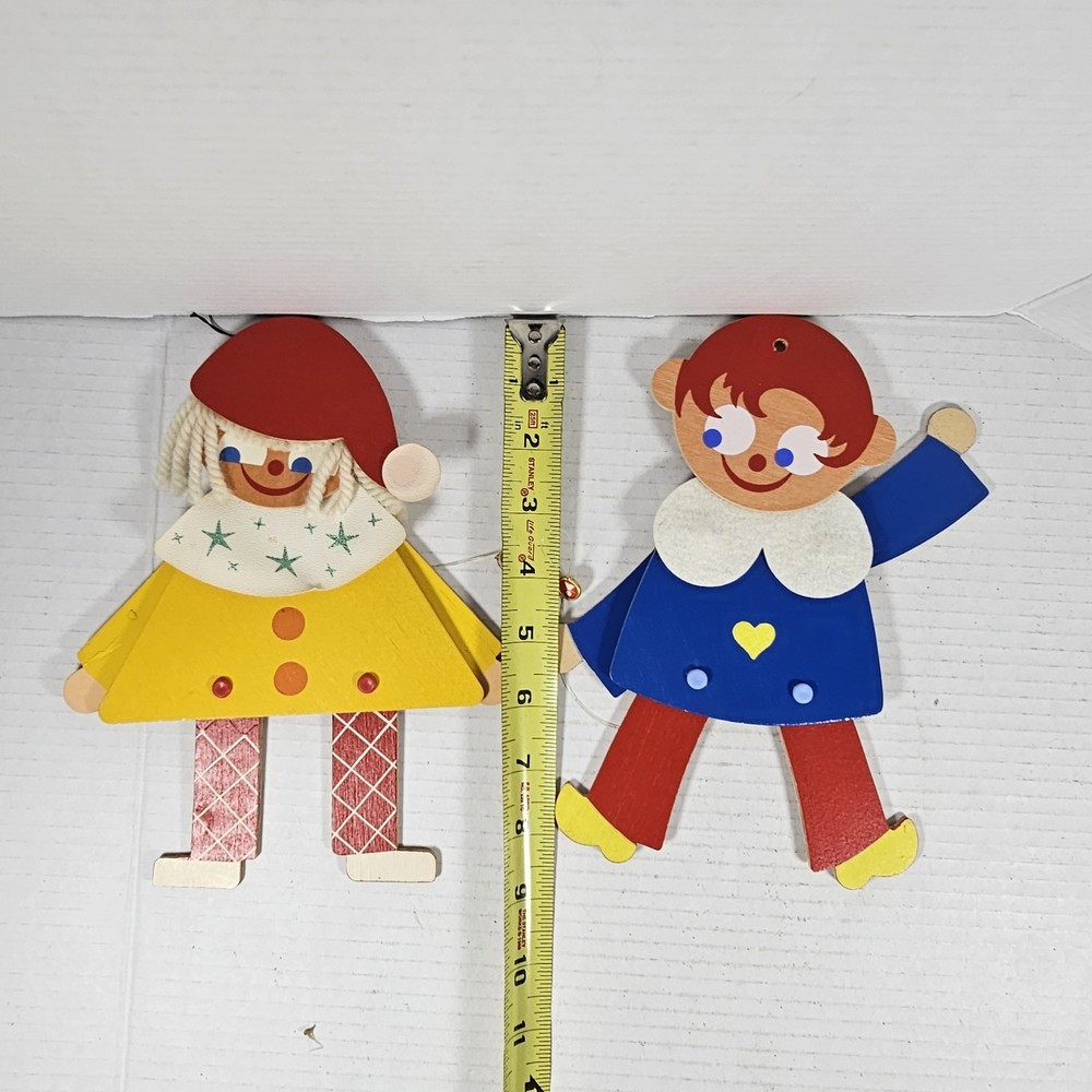 Vintage Wood Pull String Toy Clown - Made In Germany