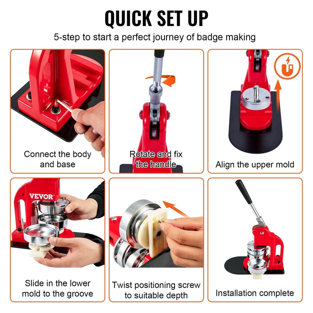 3in 75mm Button Press Kit Machine for Badges with 500pcs Items