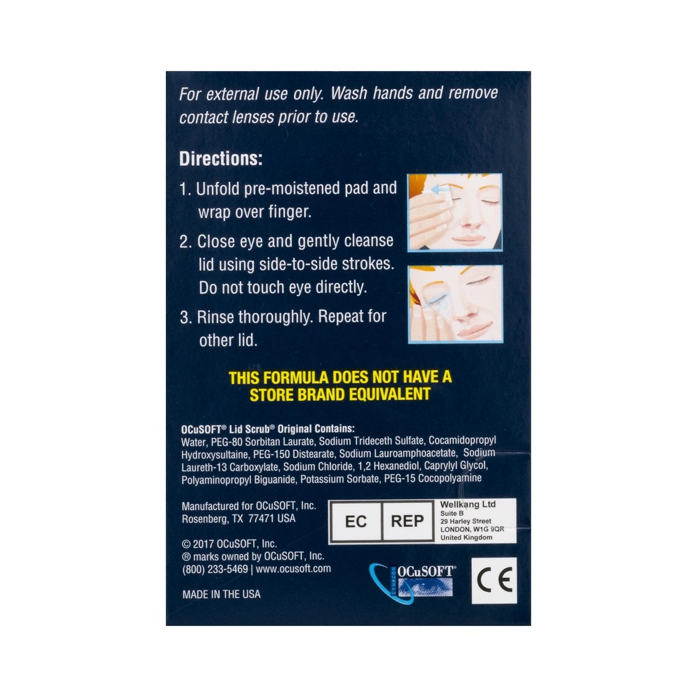 OCuSOFT Lid Scrub Eyelid Cleanser 30 per BoxWipe 30 Ct