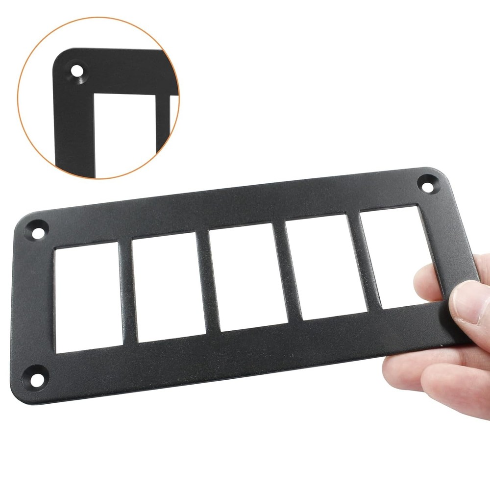 5 Gang Black Switch Shell Bracket， Anodized Aluminium Rocker Panel...
