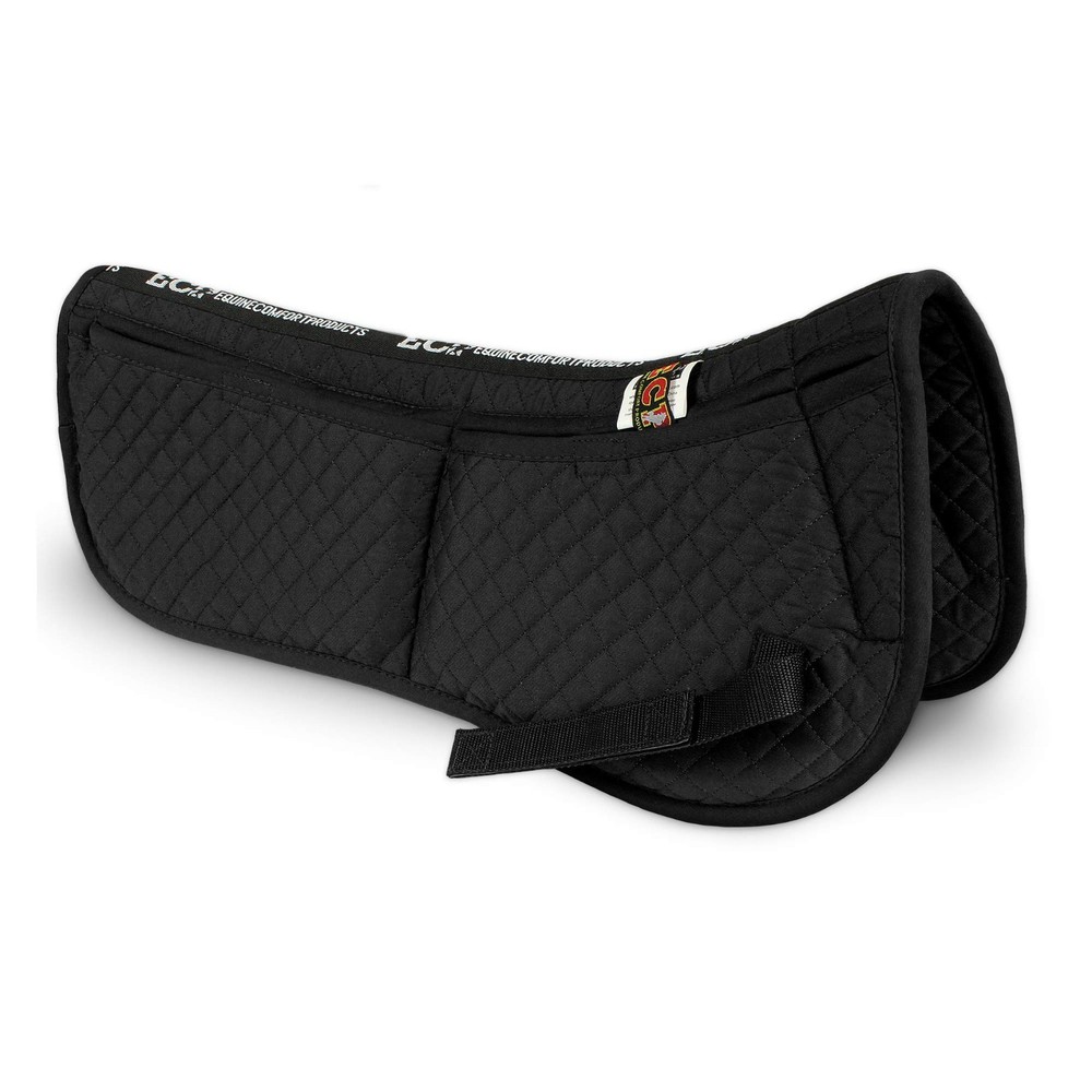ECP Equine Adjustable Memory Foam Half Saddle Pad Shock Absorbing Black Riding