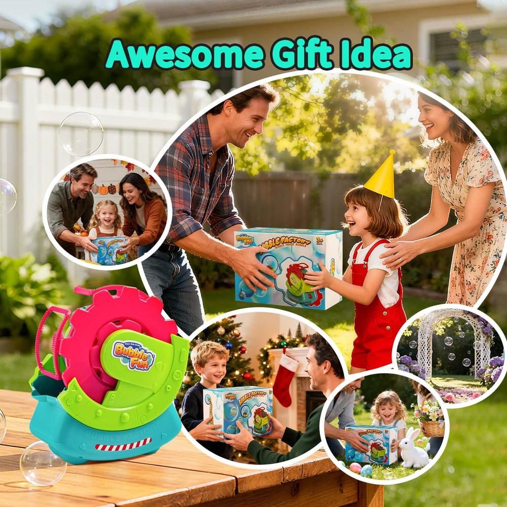 Bubble Machine for Toddlers & Pets, with 8oz Safe Solution, Extra Large & Bub...