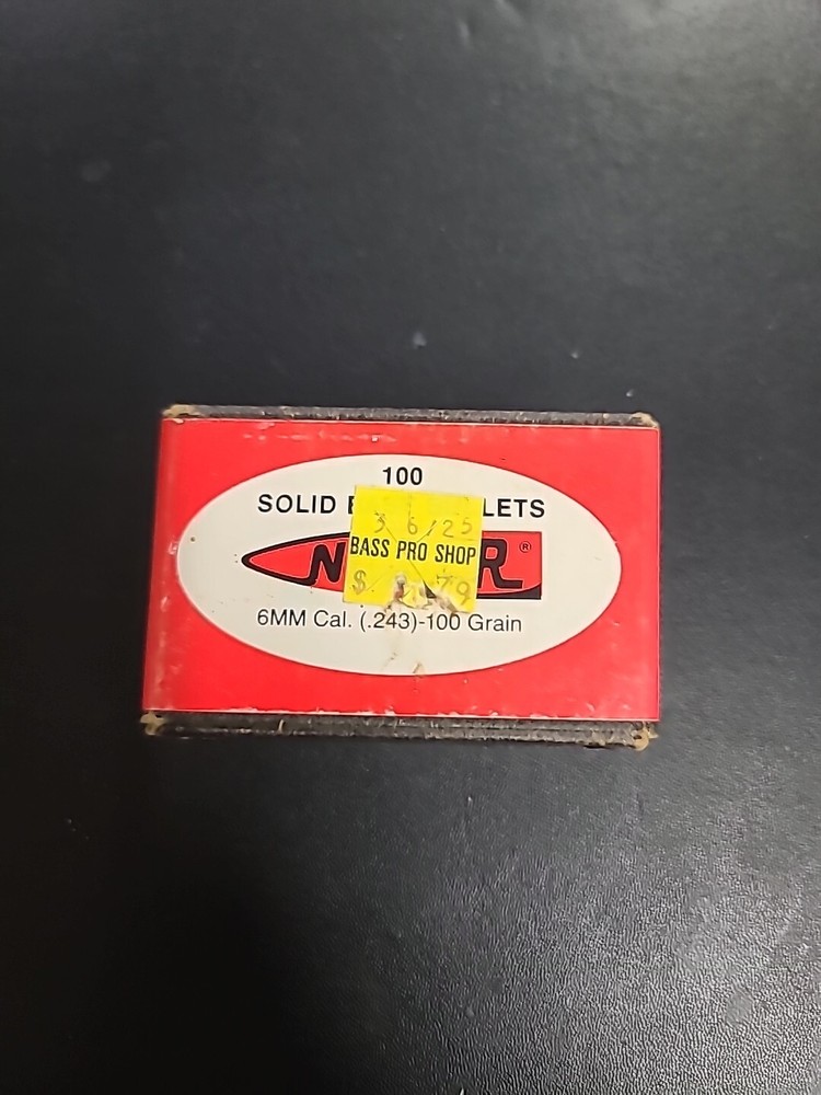Nosler 6mm 100gr Solid Base Ballistic Tip Empty Bullet Box