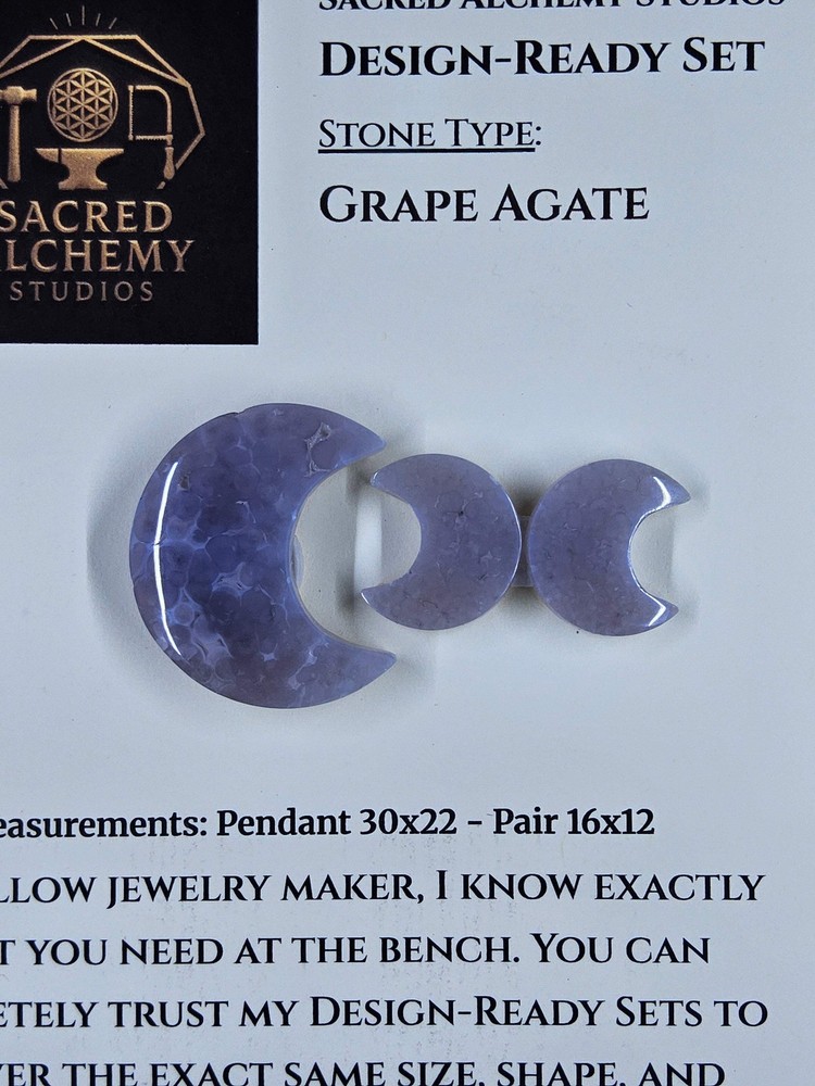 Crescent Moon - Grape Agate - Design-Ready Set