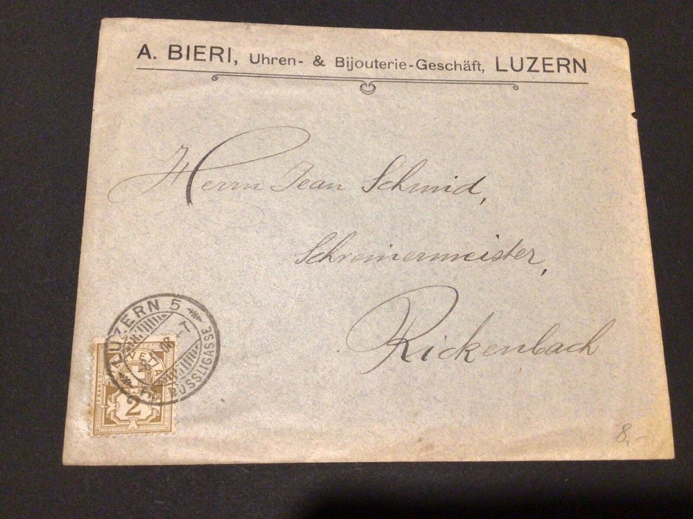 Switzerland Luzern 1908 used postal cover Ref 59272