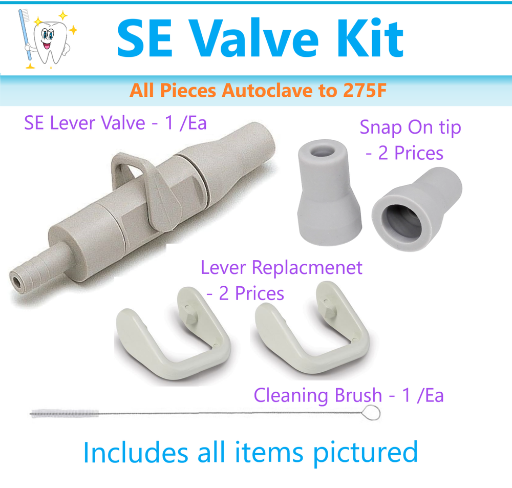 Dental Saliva Ejectors Ejector Valve Kit, Replacement Lever, Sanp On Tip, Brush