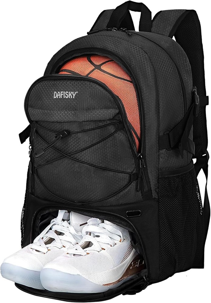 Basketball Backpack with Ball Compartment – Large Medium, Black