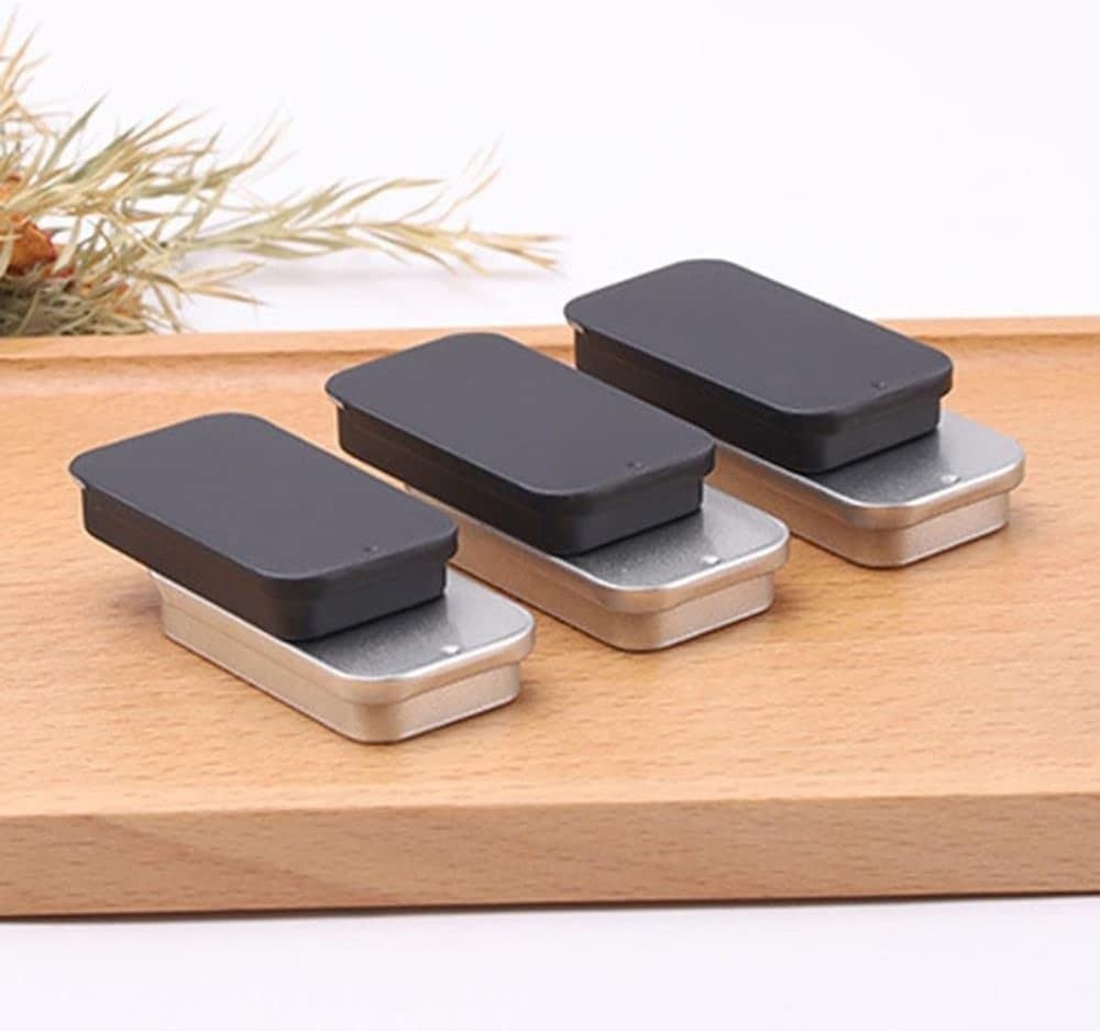 Silver Rectangular Empty Slide Top Metal Tin Containers for Candies, Jewelry,...