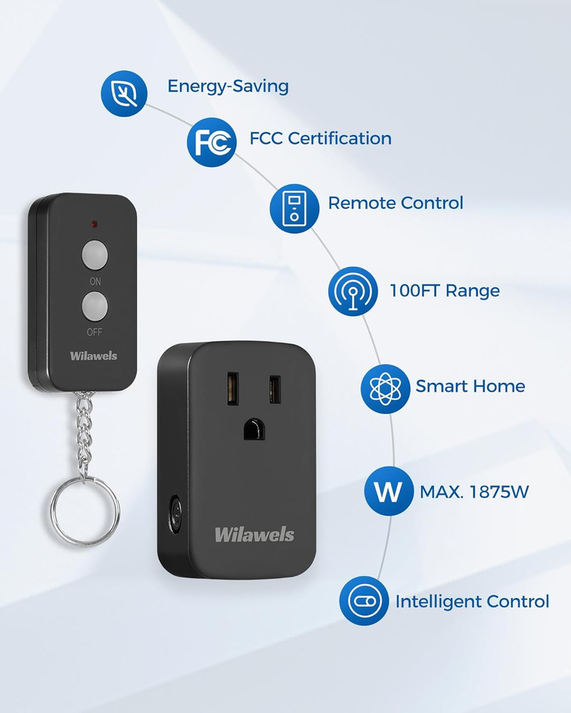 Remote Control Outlet Plug Wireless on off Power Switch, Black Remote Light Swit