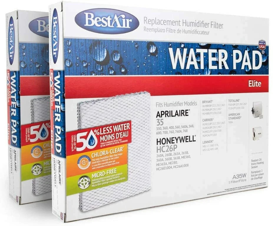BestAir Replacement Humidifier Filter Water Pad Elite A35W Filter - 2 Pack NEW