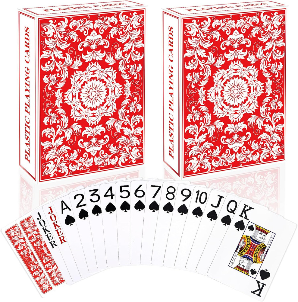 Waterproof Plastic Playing Cards - 2 Pack Large Print
