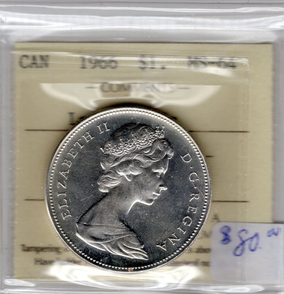 1966 Canada One Silver Dollar - ICCS Graded MS-64