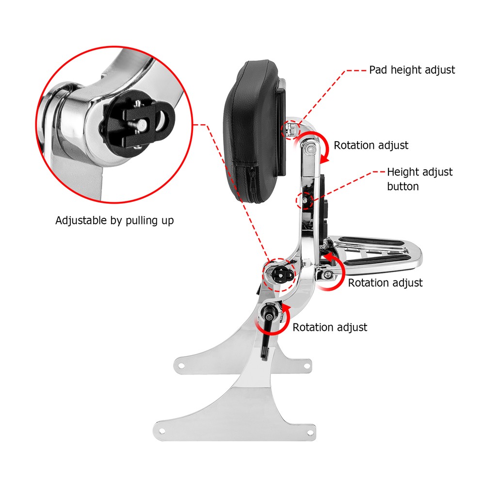 Multi Purpose Driver Passenger Backrest For Harley Springer Softail FXST Fat Boy