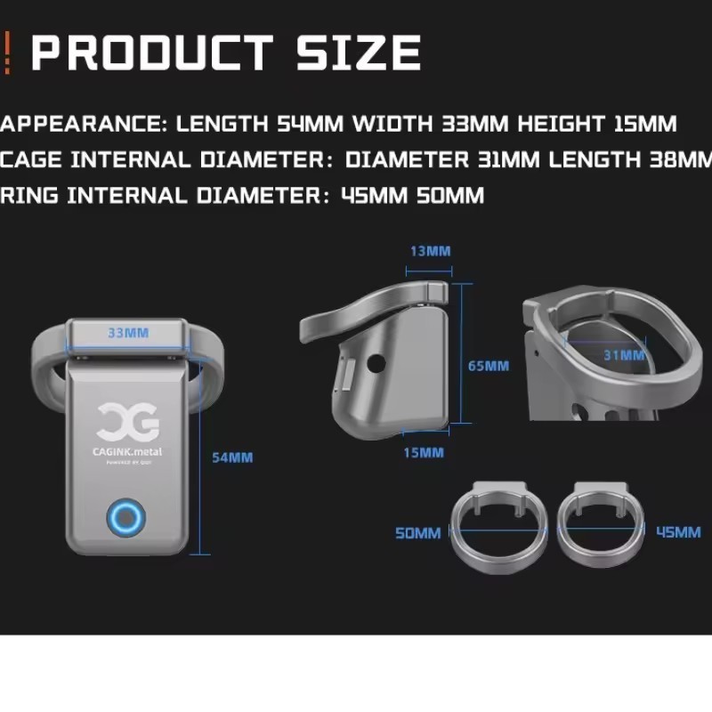 Metal Chastity Lock AI Function Remote APP Control Bluetooth Timing Penis Lock