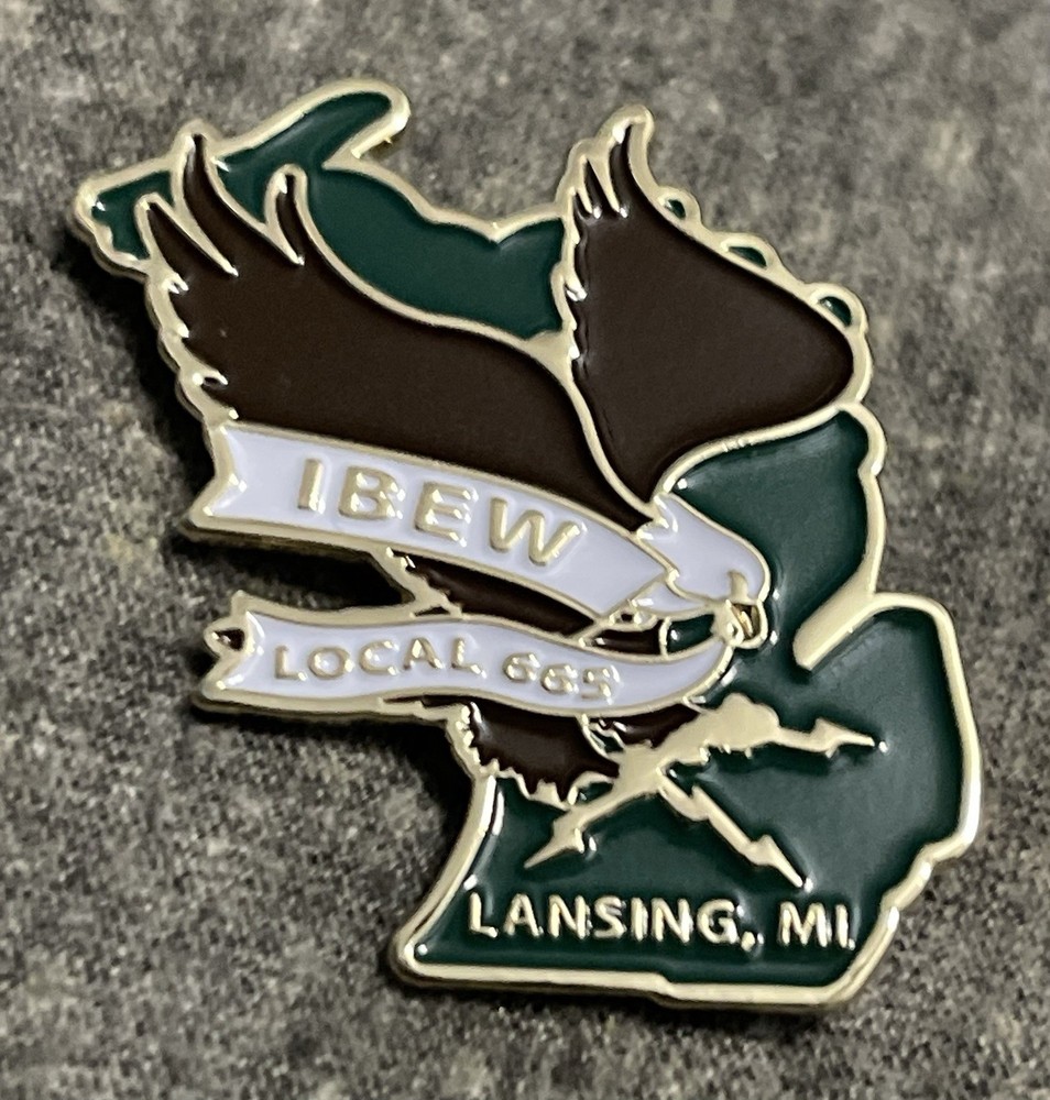 IBEW Local 665 Pin Lansing Michigan Eagle