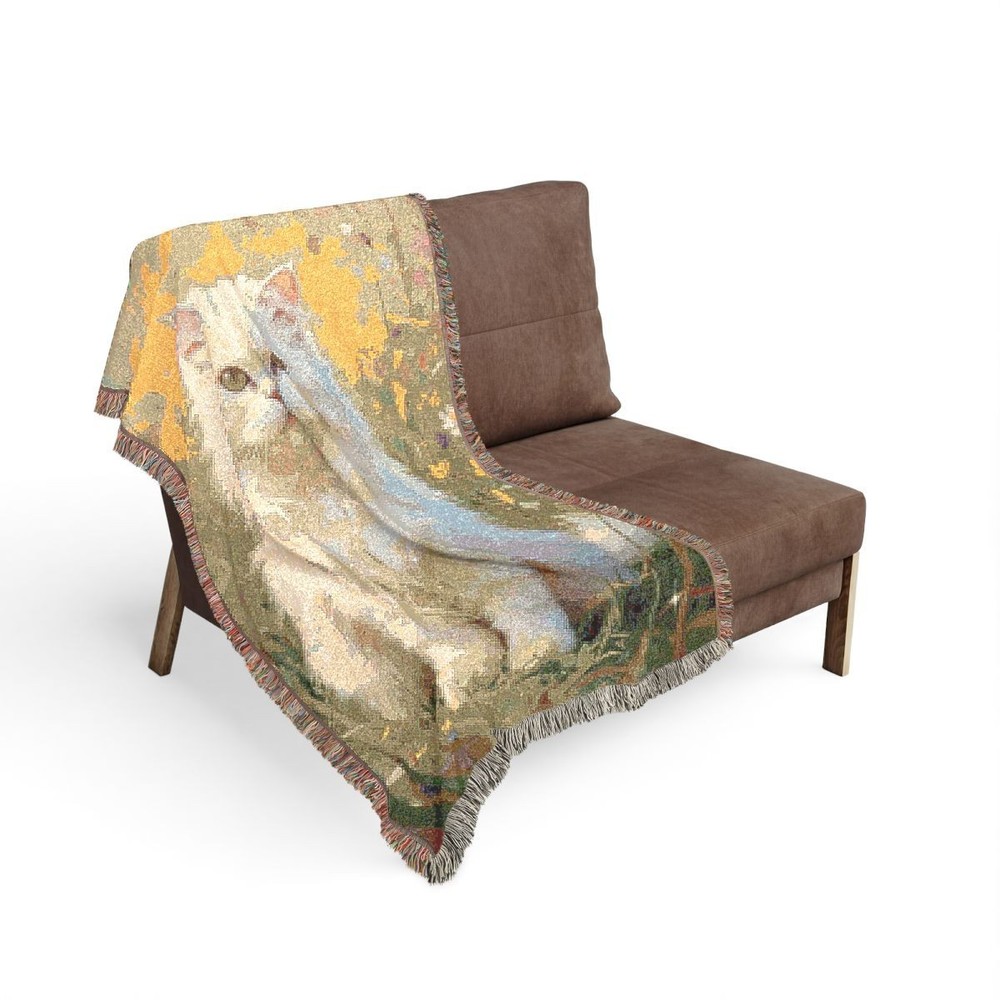 Persian Cat Woven Throw Blanket