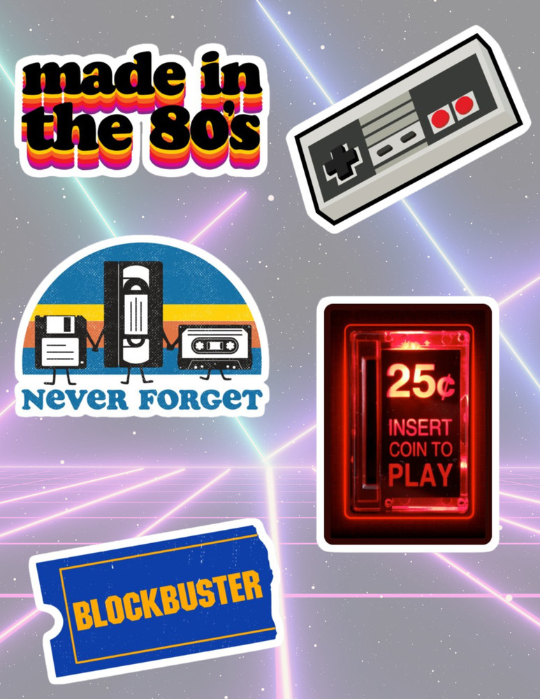 80's Themed 5pc Sticker Pack