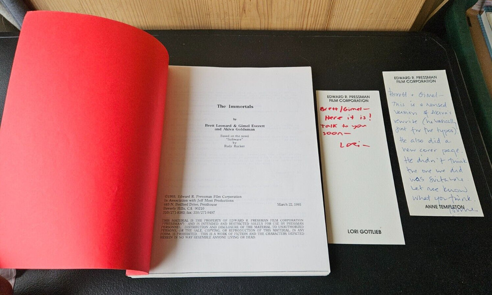 THE IMMORTALS. 1993 MOVIE SCRIPT. B. LEONARD &G.EVERETT, A.GOLDSMAN. E.PRESSMAN