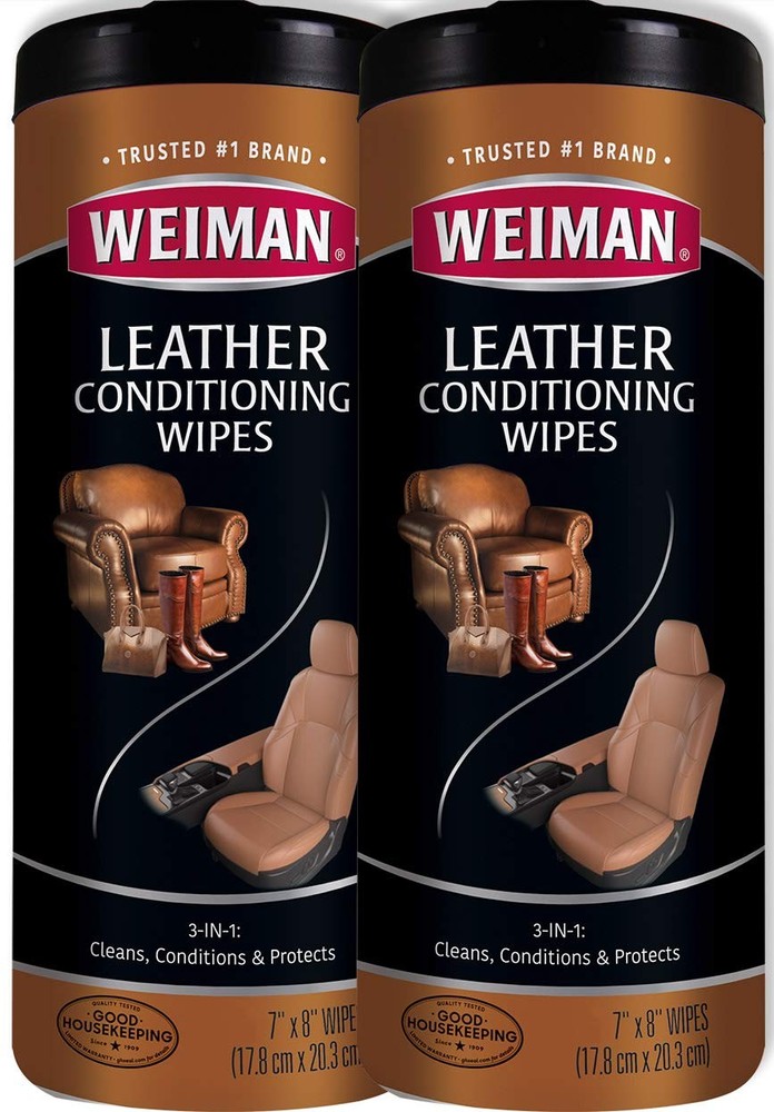 Leather Wipes 2 Pack Weiman Clean Condition Protection Help Prevent Cracking