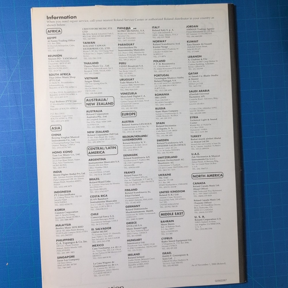 Roland SPD-6 Percussion Pad Manual Only.