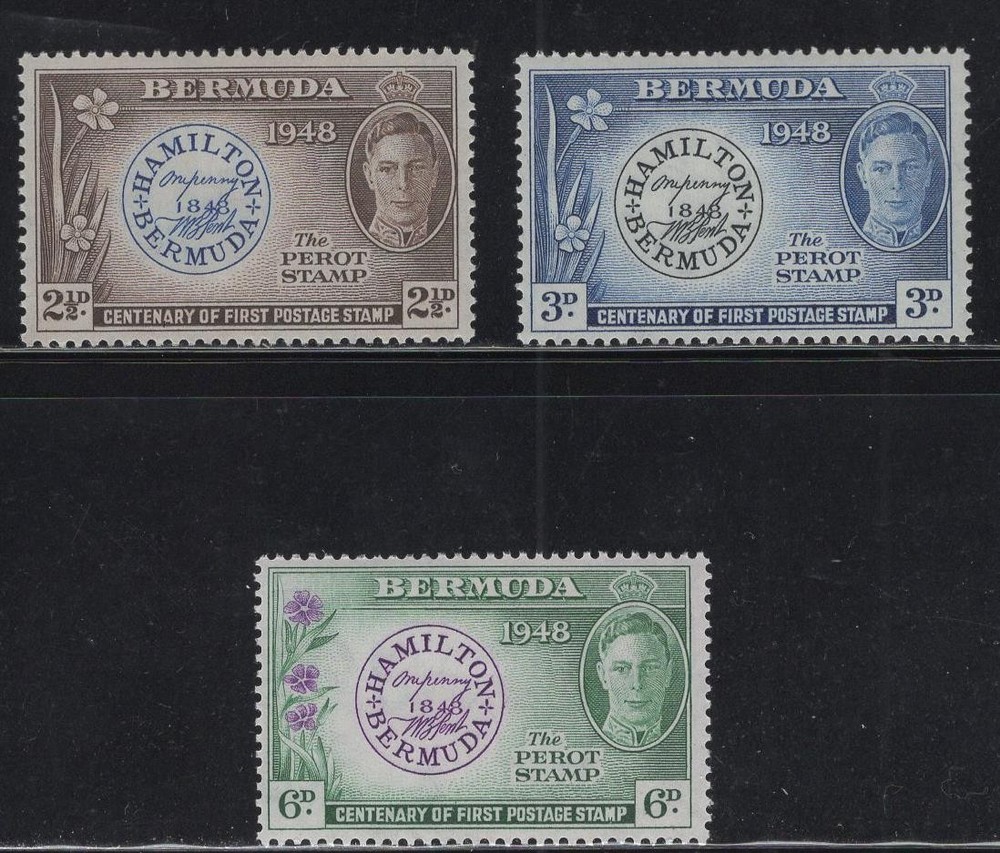 WC1_35057 BRITISH COL.:BERMUDA. 1948 POSTMASTER set.Sc.135-137. MLH