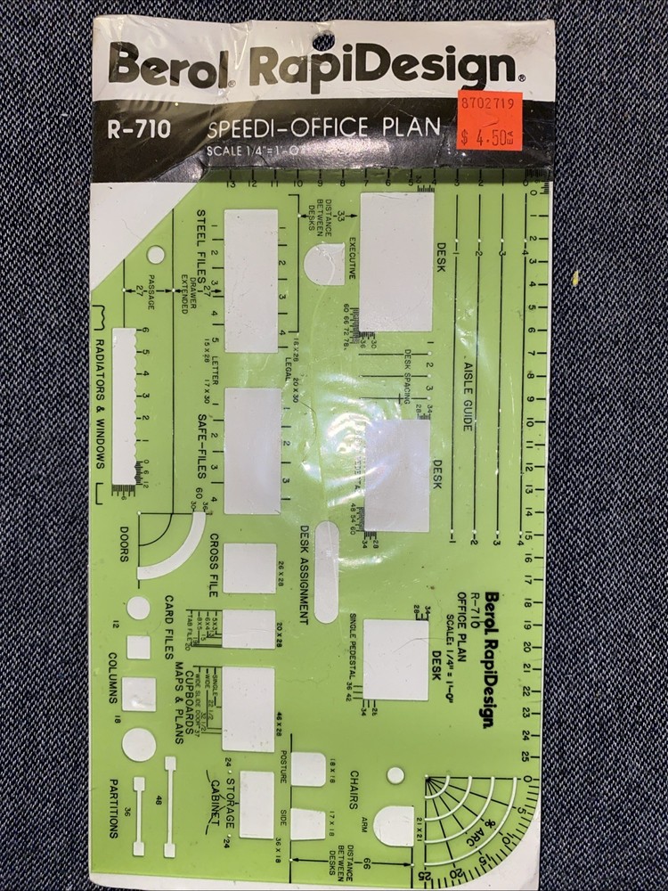 Berol Rapidesign Template - Office Layout Planner 1/4” = 1’-0” Scale - R-710