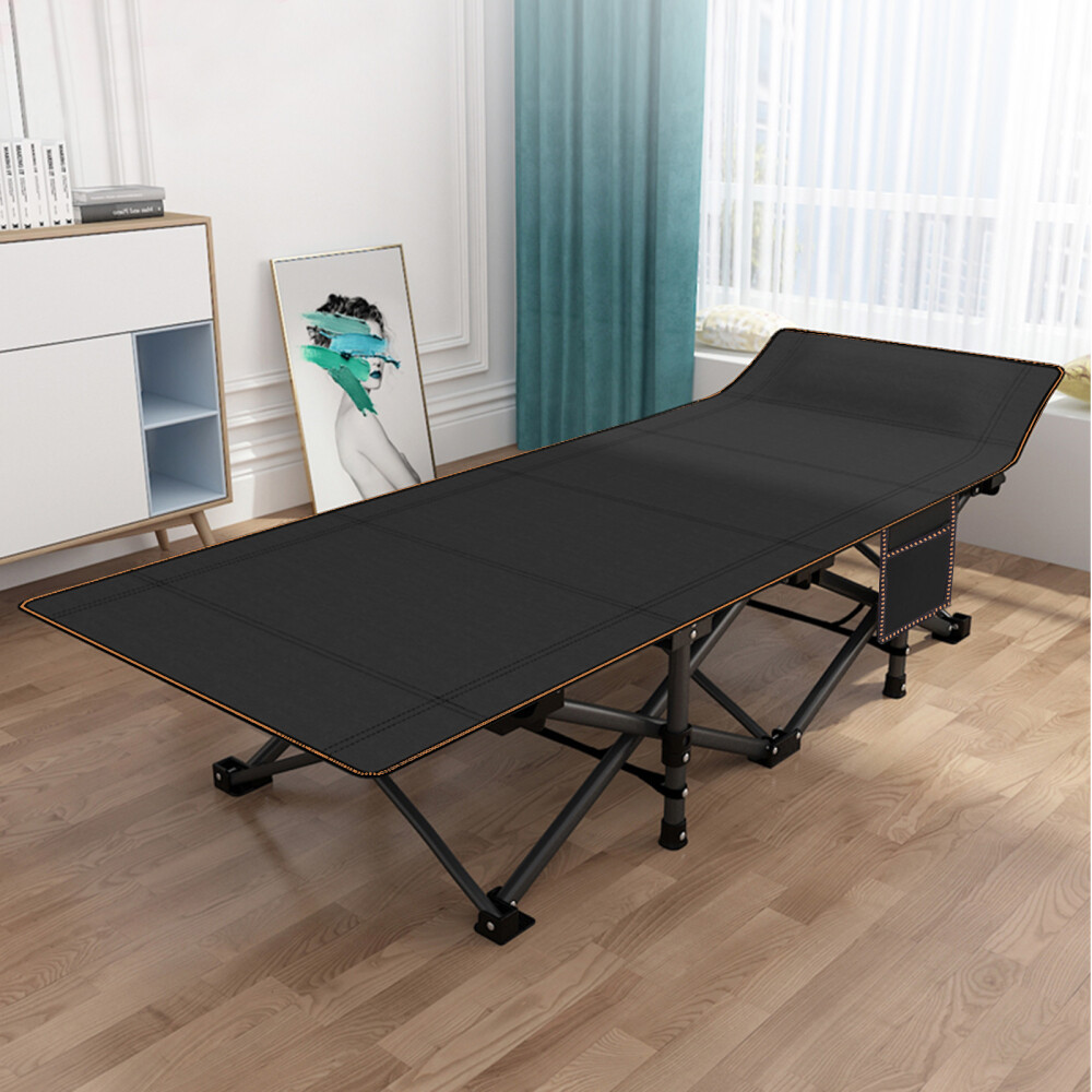 Folding Cot Camping Foldable Bed Sleeping Cot For Office Folding Bed Black Gray