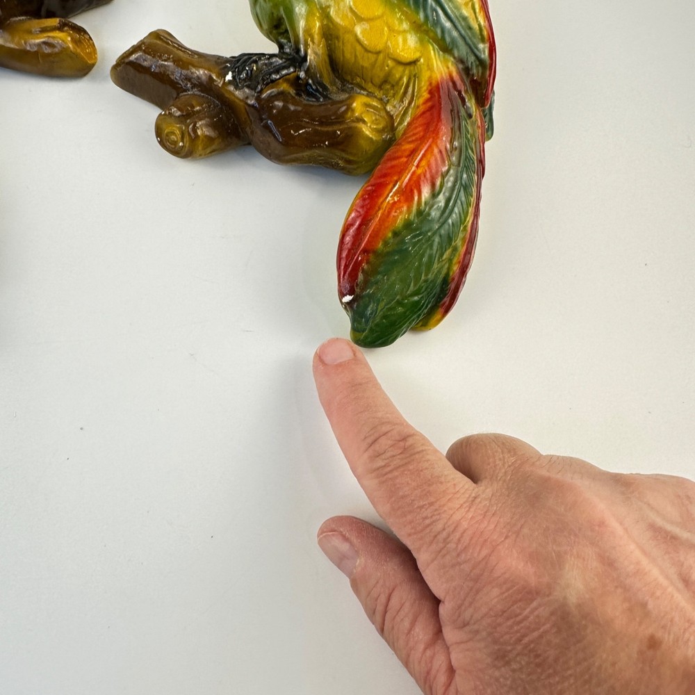 Mid-Century Chalkware Parrot Bird Wall Hanging
