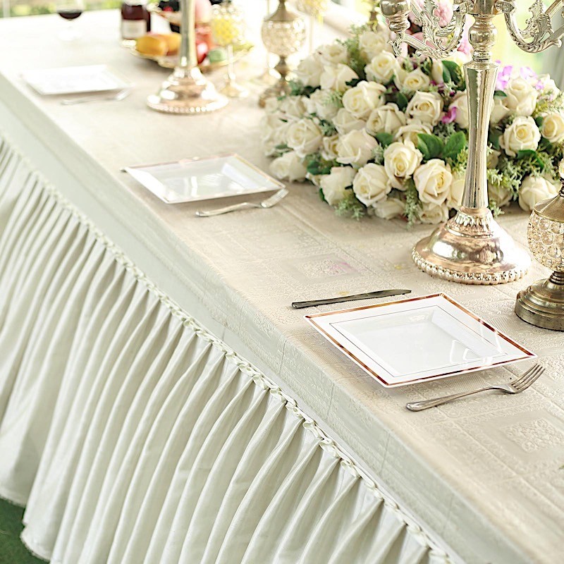 Plastic White 10" Square Plates Rose Gold Rim Disposable Party Wedding TABLEWARE