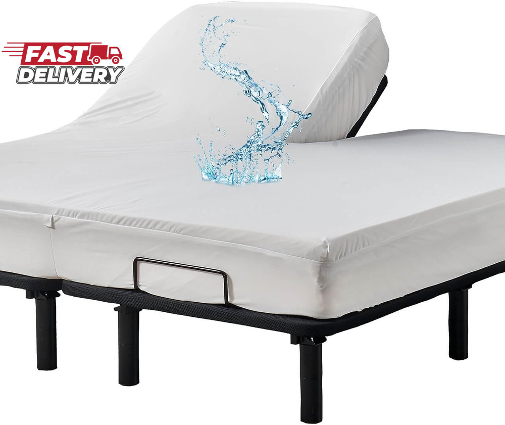 Waterproof 32-34 Split Top King Mattress Protector for Adjustable Bed Flex Head