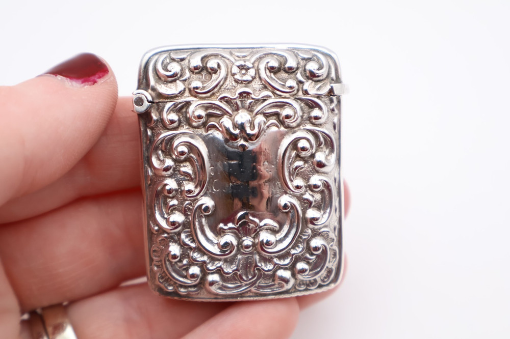 Antique Sterling Silver Vesta Case Hallmarked Birmingham 1908