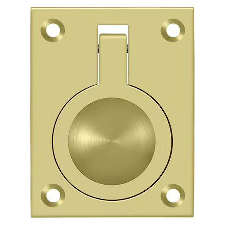 DELTANA FRP25U3 Flush Ring Pull, 2-1/2" X 1 7/8" Bright Brass