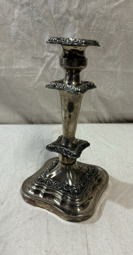 Antique Silverplate Candle Stick Silver 10-1/2” Beautiful