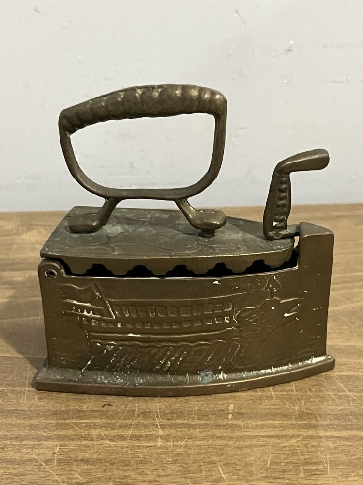 Vintage Embossed Brass Sad Iron