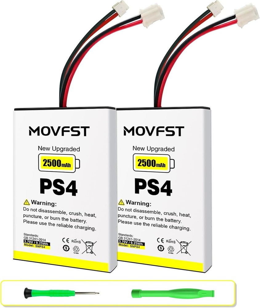 2Pcs PS4 PS4 Pro Controller Battery Replacement 2500mAh High Capacity
