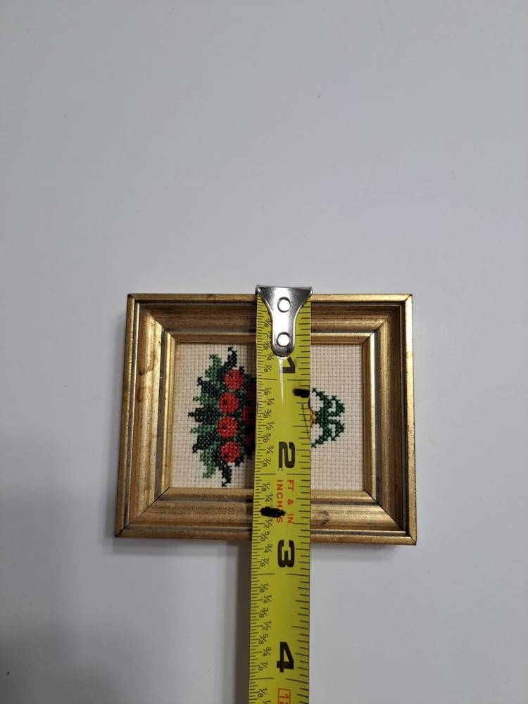 Vintage Tiny Framed Pineapple Christmas Tree Cross Stitch Art