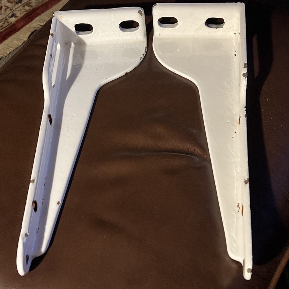 Antique Set Enameled Cast Iron 14” White Sink Wall Support Brackets