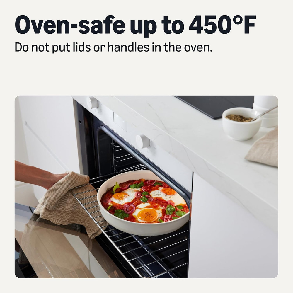 Ceramic Nonstick Pots and Pans Set with Detachable Handle, 11-Piece Stackable Se