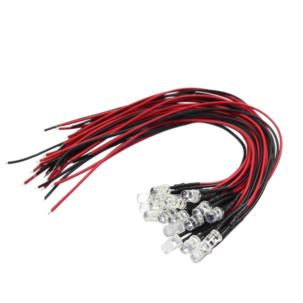 20pcs Pre Wired 5mm Warm White Led Lamp Light Set 12V ~ 18V 5mm,