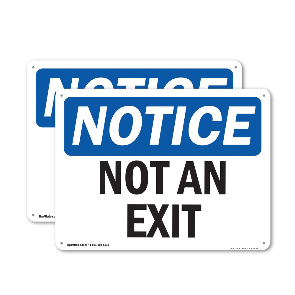 (2 Pack) Not An Exit OSHA Notice Sign Decal Metal Plastic
