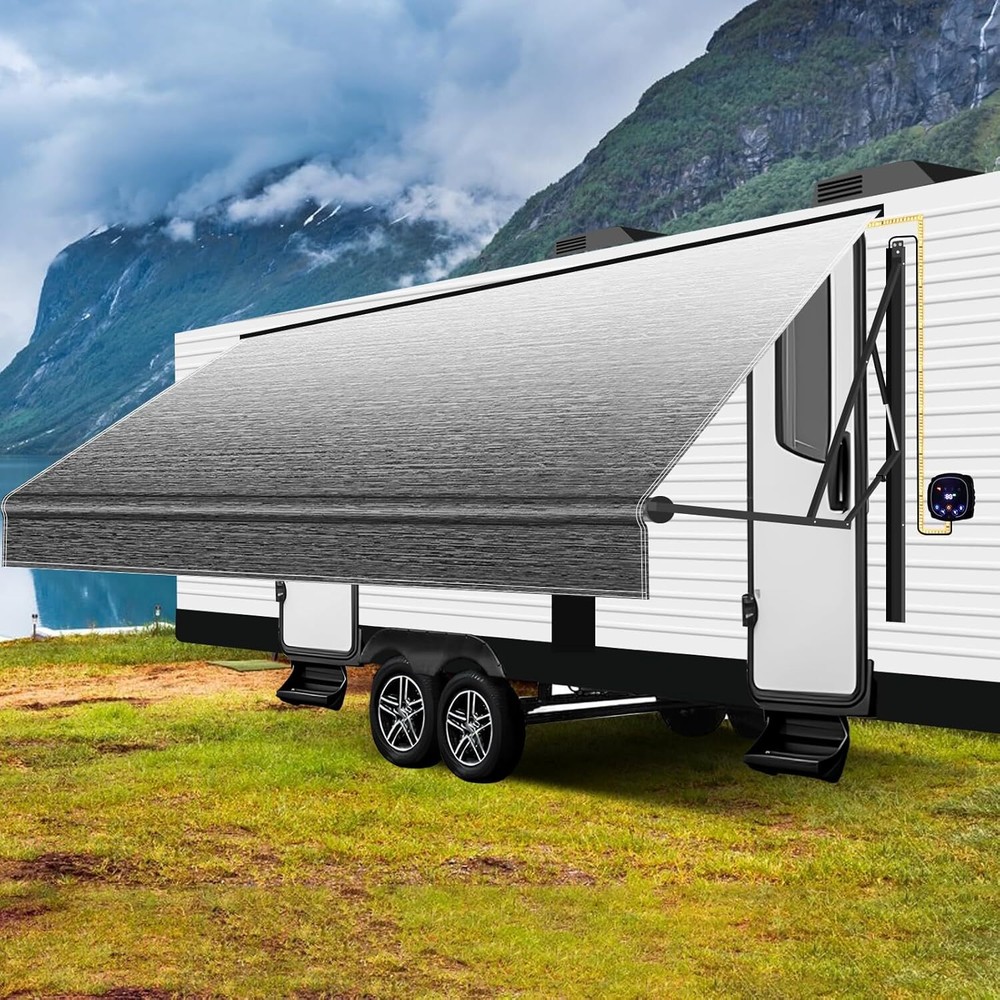 4-ply Heavy Duty 18oz RV Awning Replacement Fabric 12-20' Rain Snow UV Resistant