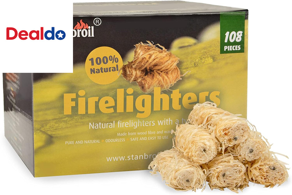 108 Pcs Fire Starters, Natural Charcoal Fire Starters Super Fast Lighting Perfec