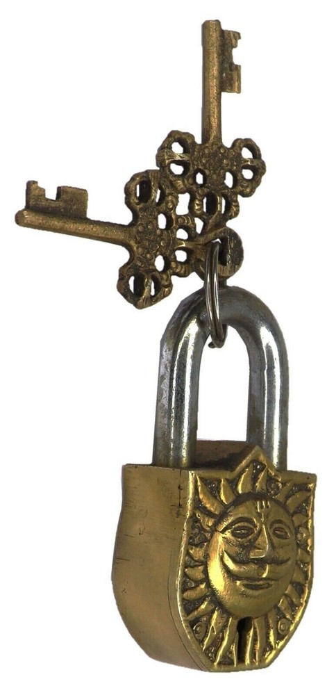 Lord Sun Design Security Lock Victorian Style Handmade Brass Functional Padlock