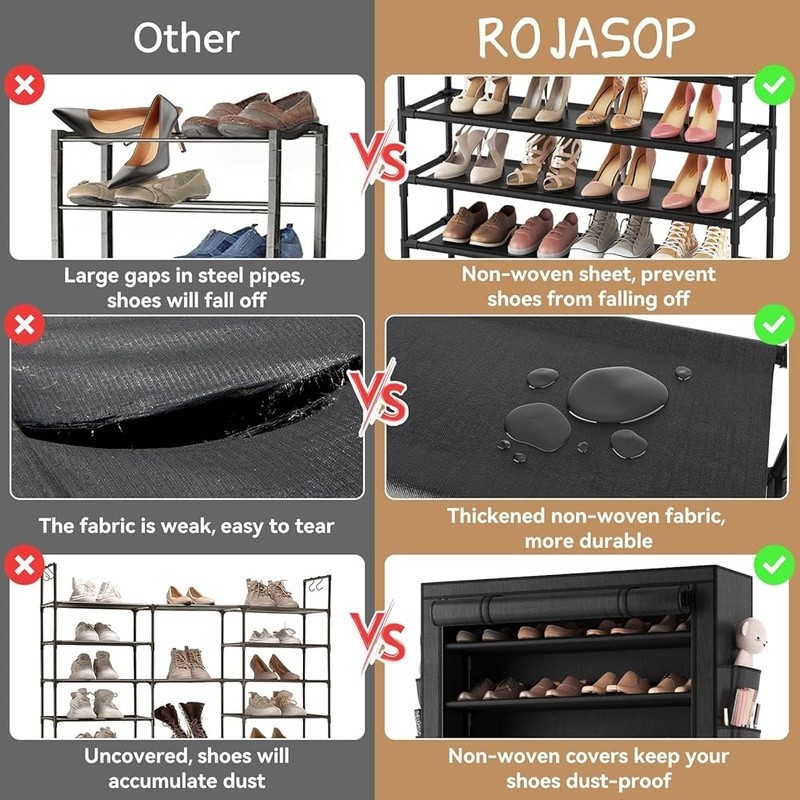 Vertical Shoe Rack Space Saving Organizer 10 Tier Storage Dustproof Cover New