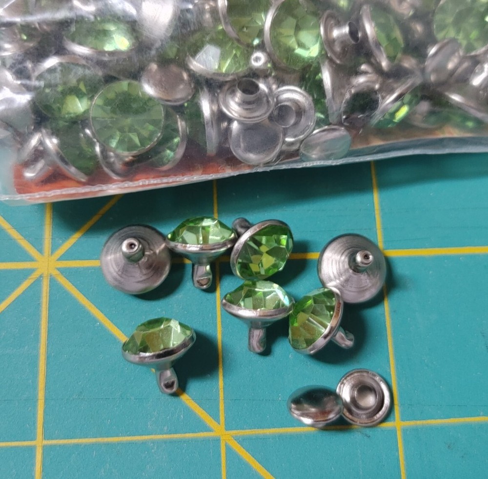 Tandy Leather Crystal Rivets: Light Green: 1395-14