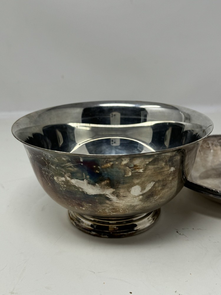 VNTG REED & BARTON Silver Plate Riviera Pattern 6" Bowl & Webster Wilcox Bowl