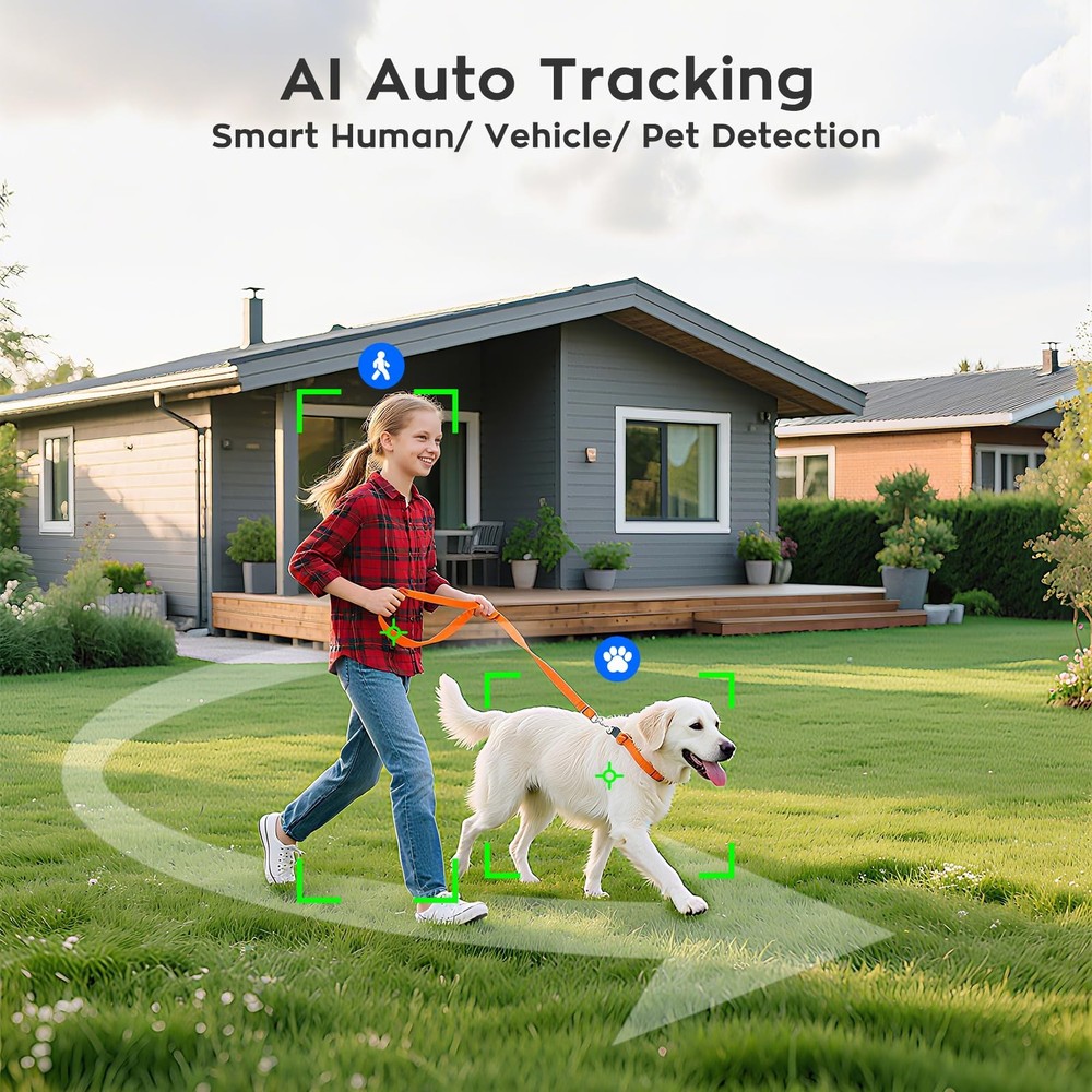 [AI Tracking Ceiling CAM 2K HD Metal PTZ Dome Wireless Security Camera with A...