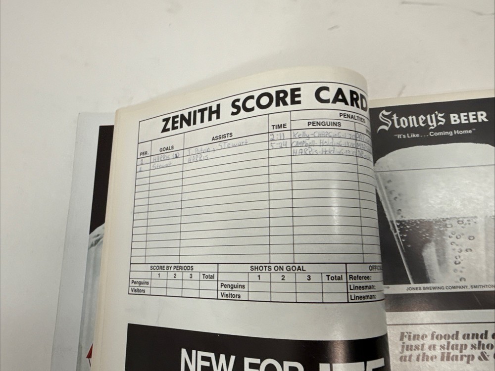 1975 Stanley Cup Playoffs Pittsburgh Penguins Program Gary Inness Autograph