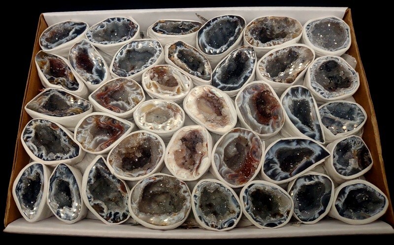 Bulk Lot 1-3" Diameter Oco Geode Pair Flat from Brazil - Mine Direct!