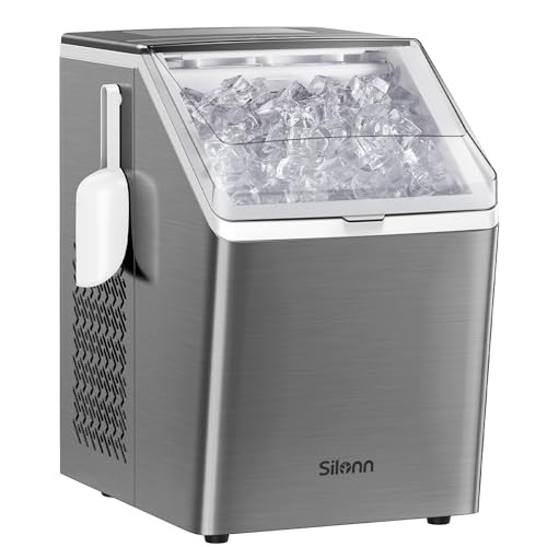 Ice Makers Countertop, 44lbs Per Day, 2 Ice Cube Maker Stainless Steel-cube